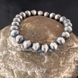 Bracelet extensible en argent sterling 7 avec perles 8mm Navajo amérindiennes 99087