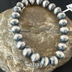 Bracelet extensible en argent sterling 7 avec perles 8mm Navajo amérindiennes 99087
