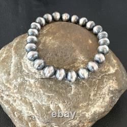 Bracelet extensible en argent sterling 7 avec perles 8mm Navajo amérindiennes 99087