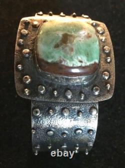Bracelet jonc artisanal amérindien en argent sterling et turquoise