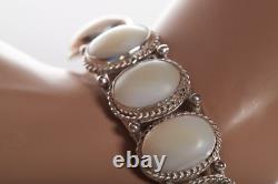 Bracelet jonc en argent avec véritable pierre de lune Navajo amérindien vintage ! État neuf