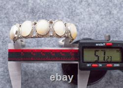 Bracelet jonc en argent avec véritable pierre de lune Navajo amérindien vintage ! État neuf