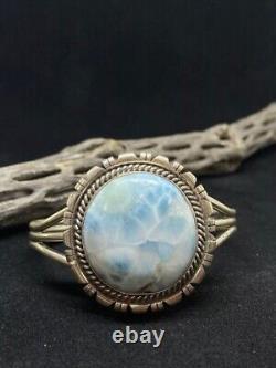 Bracelet jonc en argent sterling Larimar fait main amérindien Navajo