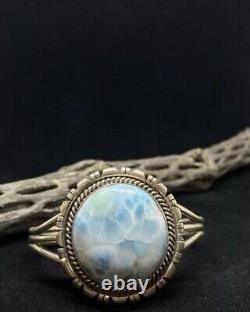 Bracelet jonc en argent sterling Larimar fait main amérindien Navajo