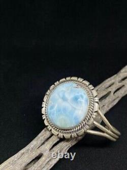 Bracelet jonc en argent sterling Larimar fait main amérindien Navajo