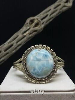 Bracelet jonc en argent sterling Larimar fait main amérindien Navajo