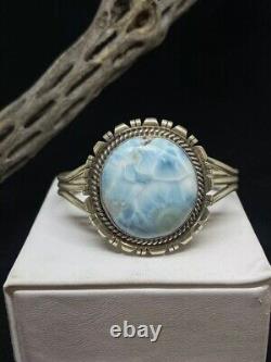 Bracelet jonc en argent sterling Larimar fait main amérindien Navajo