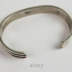 Bracelet jonc en argent sterling Navajo amérindien signé Tahe 6,25