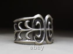 Bracelet jonc en argent sterling Navajo vintage en sable, taille 6.25