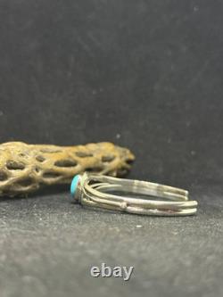 Bracelet jonc en argent sterling avec turquoise Sleeping Beauty, Navajo amérindien