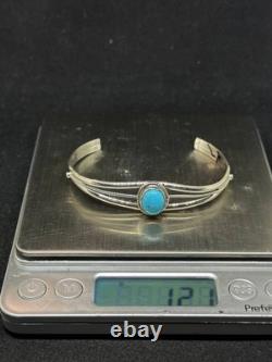 Bracelet jonc en argent sterling avec turquoise Sleeping Beauty, Navajo amérindien