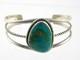 Bracelet Jonc En Argent Sterling Et Turquoise M Burnside Navajo Am&eacute;rindien 6,5 Pouces