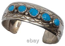 Bracelet jonc en argent sterling et turquoise amérindien Navajo