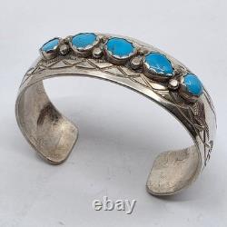 Bracelet jonc en argent sterling et turquoise amérindien Navajo