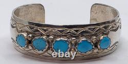 Bracelet jonc en argent sterling et turquoise amérindien Navajo