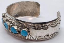 Bracelet jonc en argent sterling et turquoise amérindien Navajo