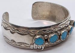 Bracelet jonc en argent sterling et turquoise amérindien Navajo