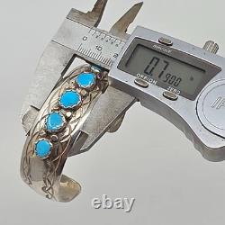 Bracelet jonc en argent sterling et turquoise amérindien Navajo