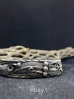 Bracelet jonc en argent sterling plain Navajo amérindien signé