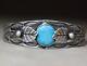 Bracelet Jonc En Argent Sterling Turquoise Navajo Amérindien Vintage