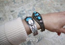 Bracelet jonc en argent sterling turquoise Navajo amérindien vintage