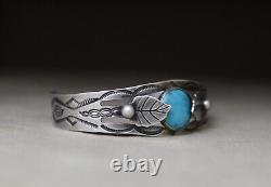 Bracelet jonc en argent sterling turquoise Navajo amérindien vintage