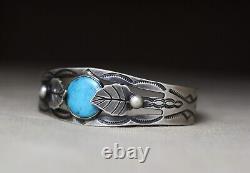 Bracelet jonc en argent sterling turquoise Navajo amérindien vintage