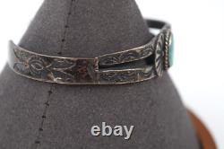 Bracelet jonc en turquoise Navajo amérindien des années 1940 en argent 925 Taille 6 À LIRE