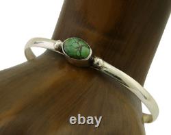 Bracelet jonc navajo en turquoise toile d'araignée en argent 925 artiste amérindien c. années 80