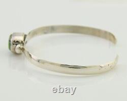 Bracelet jonc navajo en turquoise toile d'araignée en argent 925 artiste amérindien c. années 80