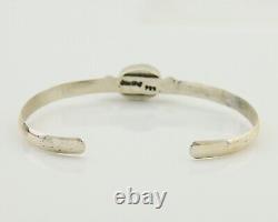 Bracelet jonc navajo en turquoise toile d'araignée en argent 925 artiste amérindien c. années 80