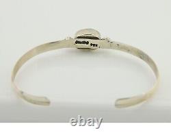 Bracelet jonc navajo en turquoise toile d'araignée en argent 925 artiste amérindien c. années 80