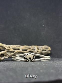 Bracelet jonc ours en argent sterling uni amérindien Navajo