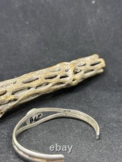 Bracelet jonc ours en argent sterling uni amérindien Navajo