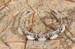 Bracelet jonc vintage en argent et pierre de lune véritable Navajo amérindien ! État neuf