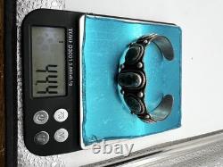 Bracelet jonc vintage en argent sterling navajo avec 5 pierres de turquoise, 44,4 grammes