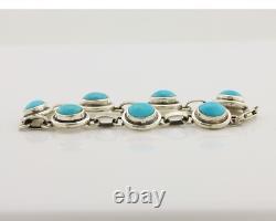 Bracelet maillon Navajo en argent 925, turquoise Sleeping Beauty, amérindien, années 80 C