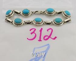 Bracelet maillon Navajo en argent 925, turquoise Sleeping Beauty, amérindien, années 80 C