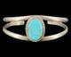 Bracelet Manchette Am&eacute;rindien Navajo En Argent Et Turquoise, Sign&eacute; Jag