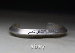 Bracelet manchette carénée en argent sterling amérindien Navajo vintage