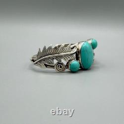 Bracelet manchette en argent 925 amérindien Navajo en turquoise