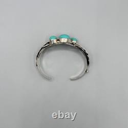 Bracelet manchette en argent 925 amérindien Navajo en turquoise