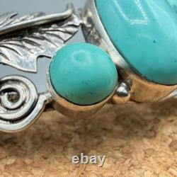Bracelet manchette en argent 925 amérindien Navajo en turquoise