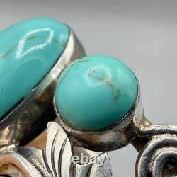 Bracelet manchette en argent 925 amérindien Navajo en turquoise