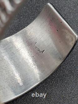 Bracelet manchette en argent Native American Navajo de Aaron Anderson en fonte de tufa avec bloc