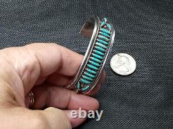 Bracelet manchette en argent sterling NAVAJO amérindien avec turquoise Petit Point BEGAY