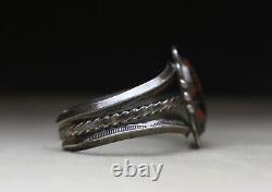 Bracelet manchette en argent sterling avec bois pétrifié Navajo amérindien vintage