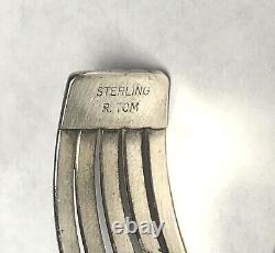 Bracelet manchette en argent sterling et ambre amérindien par R. Tom 6 3/4 Navajo