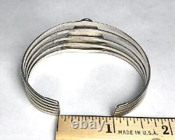 Bracelet manchette en argent sterling et ambre amérindien par R. Tom 6 3/4 Navajo