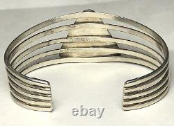 Bracelet manchette en argent sterling et ambre amérindien par R. Tom 6 3/4 Navajo